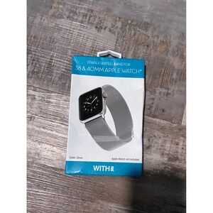 WITHit Silver Stainless Steel Mesh Band for 38mm 40mm Apple Watch Magnetic